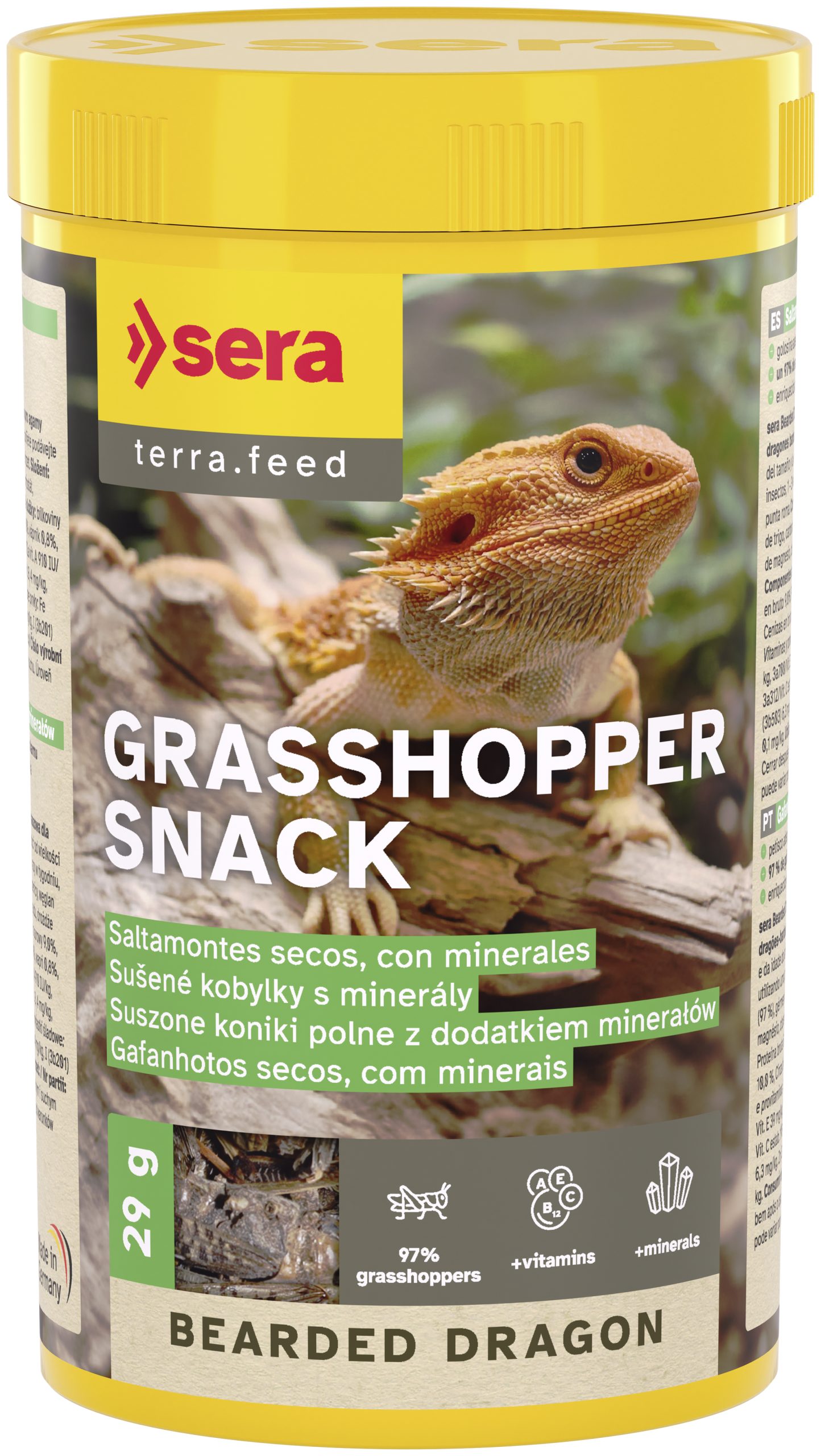 Sera Bearded Dragon Grasshopper Snack - Saltamontes Secos para Dragones Barbudos - 250 ml (29 g)