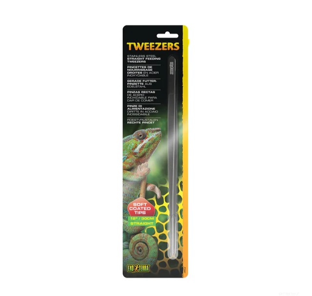Exo Terra Pinza Recta - Pinza Recta para Alimentación de Reptiles de Acero Inoxidable - 30 cm