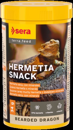 Sera Bearded Dragon Hermetia Snack - Hermetia Seca para Dragones Barbudos - 250 ml (34 g)